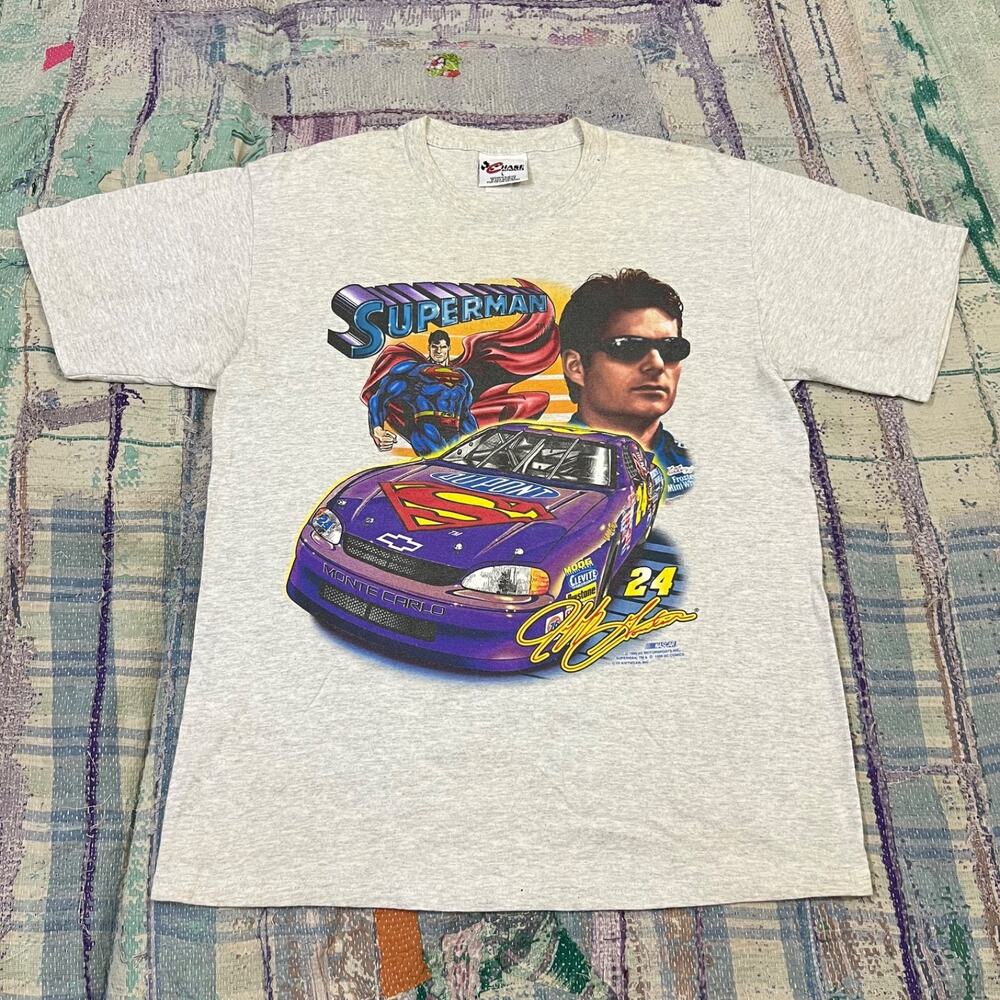 Vintage grey 1999 Jeff Gordon NASCAR Superman tee Large
